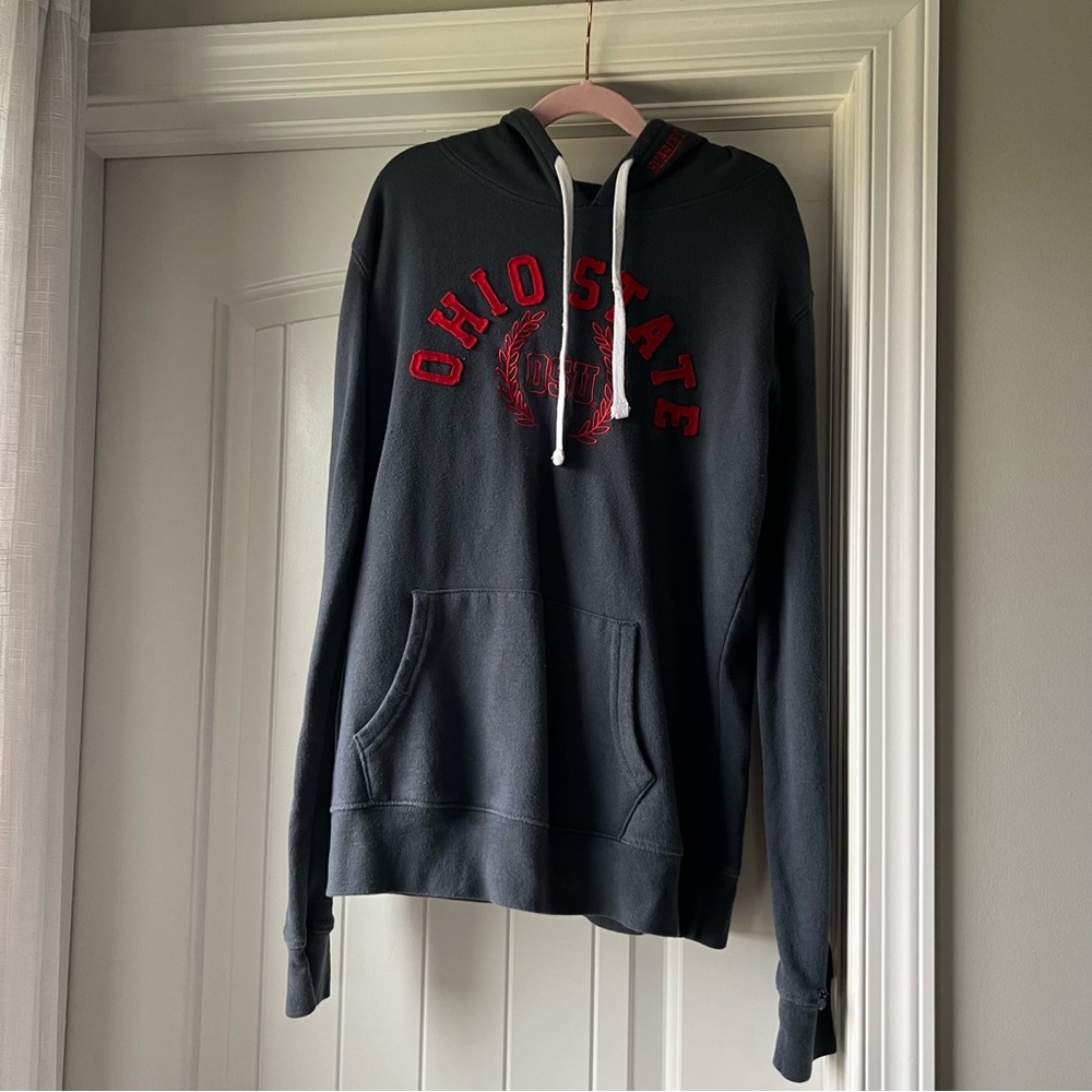 Dark Grey Ohio State University Hoodie with “Ohio State OSU” Scarlet Logo